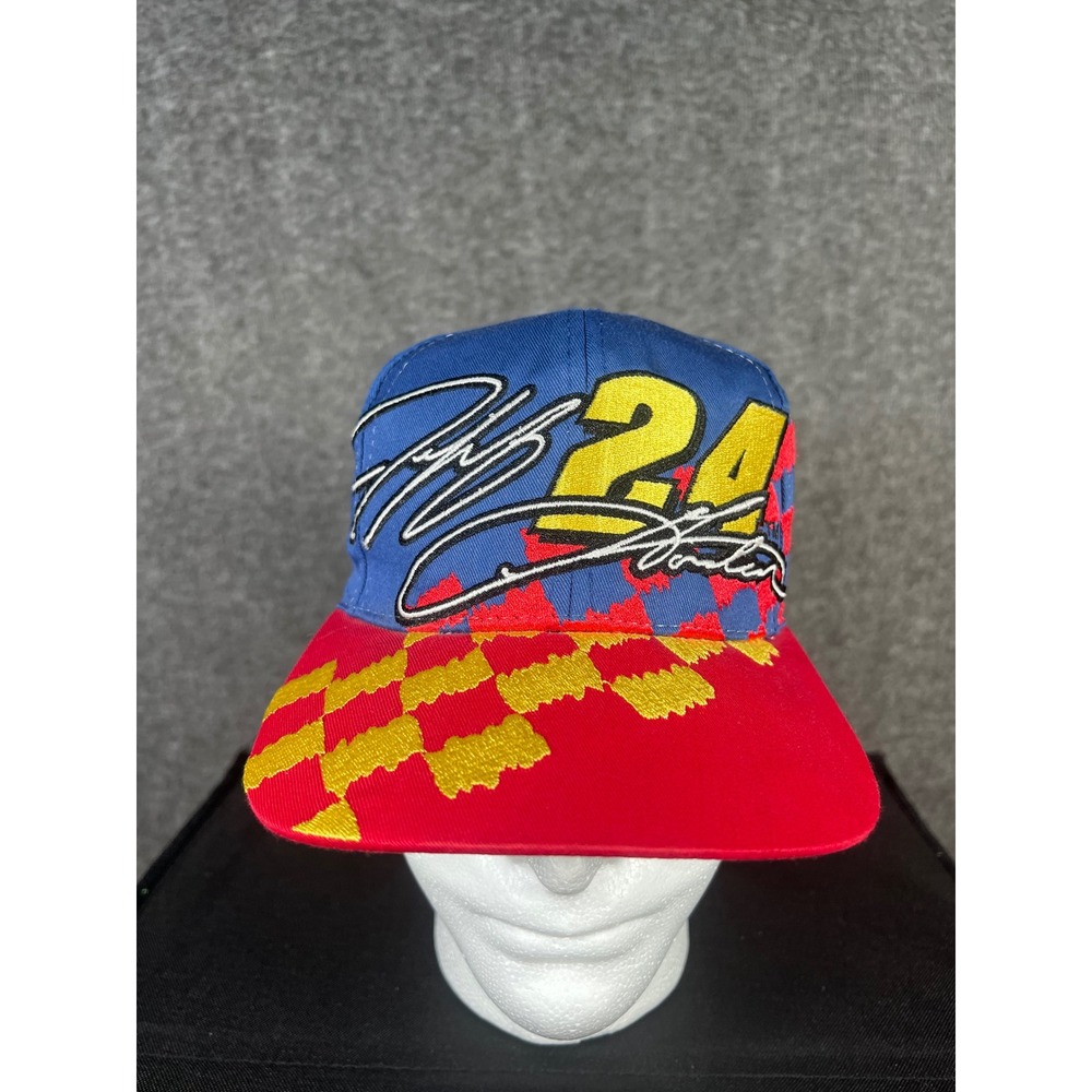 Vintage 90s Jeff Gordon Chase Authentics NASCAR Hat 24 DuPont Snapback Blue Red